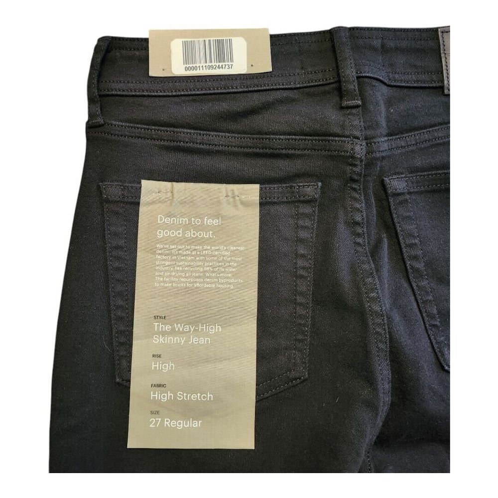 NWT Everlane The Way-High Skinny Jean Black Size 27 Grunge Organic Stretch Denim - Picture 7 of 10